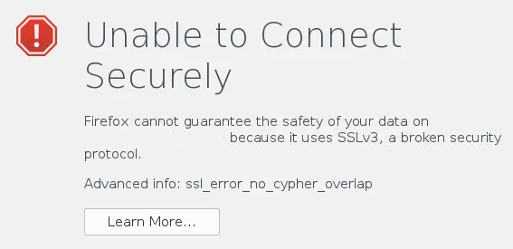 Firefox's Unable to connect securely error message